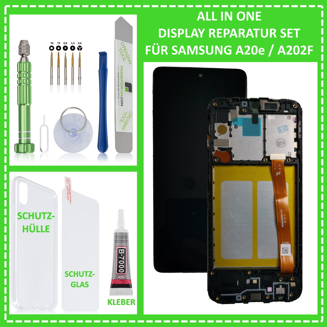 LCD Display für Samsung Galaxy A20e 2019 SM-A202F Touch Screen Bildschirm + Rahmen