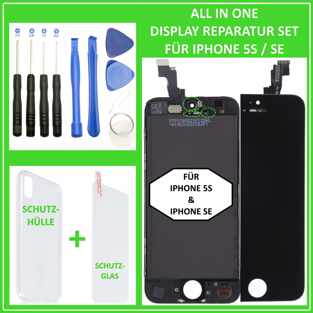 LCD Display für iPhone 5s / SE Retina Bildschirm Touch Screen Glas in Schwarz Black