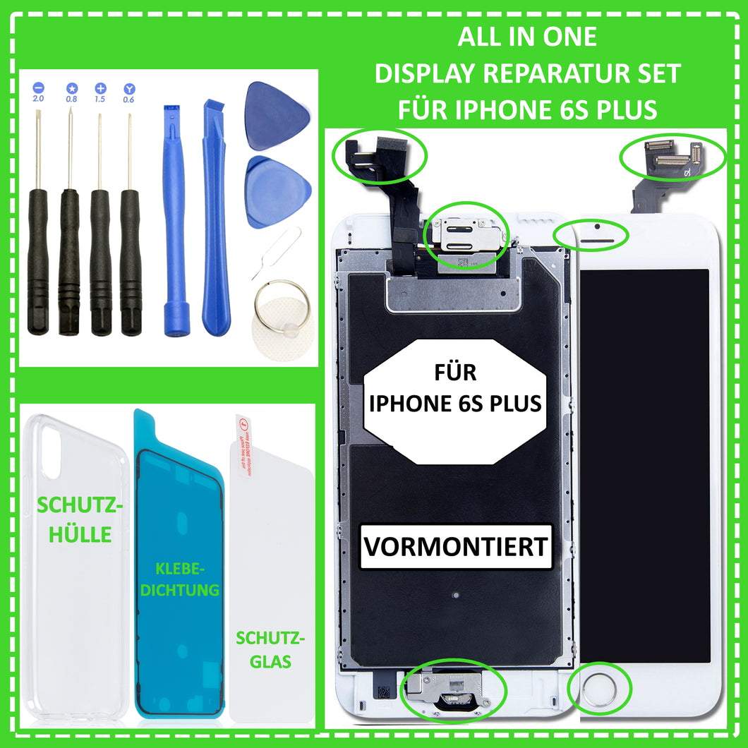 LCD Display für iPhone 6S Plus VORMONTIERT Retina HD Bildschirm 3D Touch Screen Glas in Weiß White