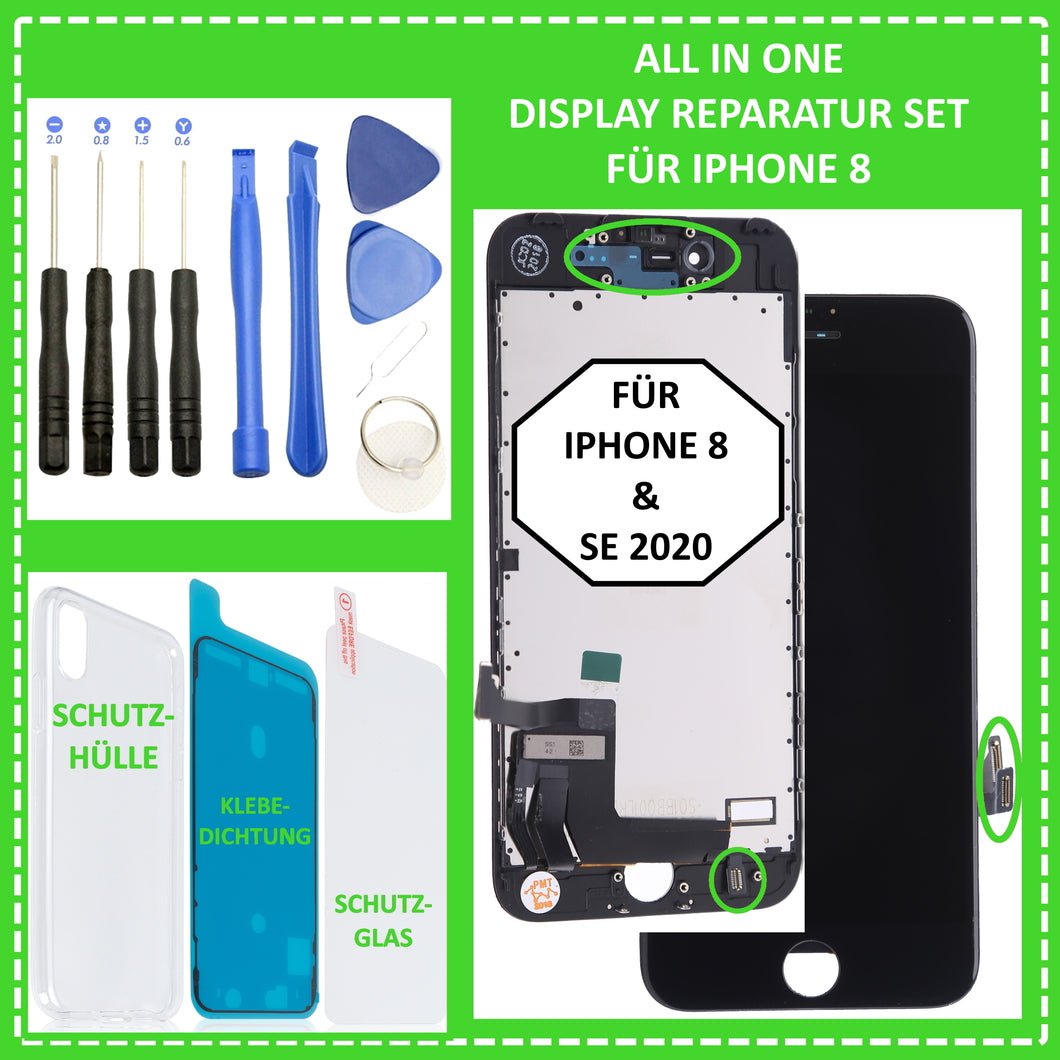 LCD Display für iPhone 8 Retina HD Bildschirm Glas 3D Touch Screen Schwarz Black